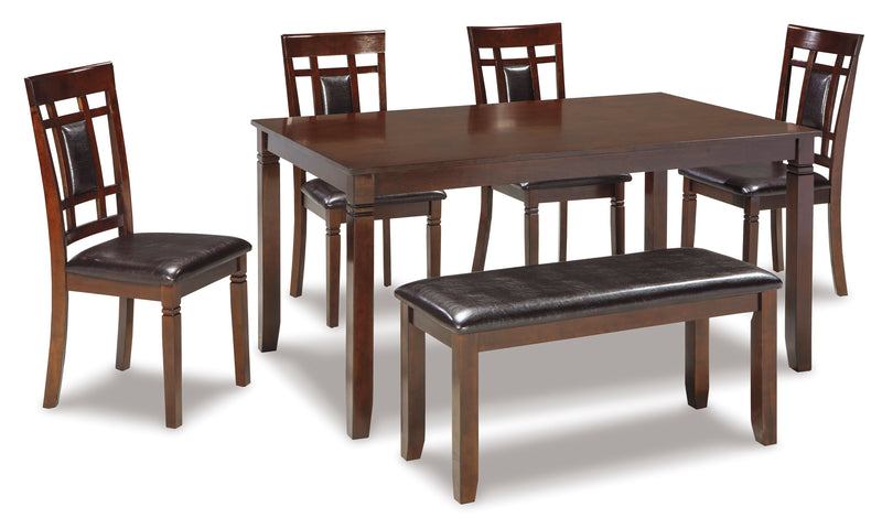 Bennox Brown Dining Room Set w/ Bench (Set of 6)