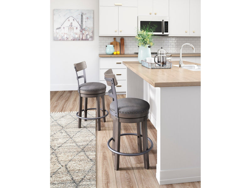 Caitbrook Gray Swivel Counter Height Bar Chair / 1pc