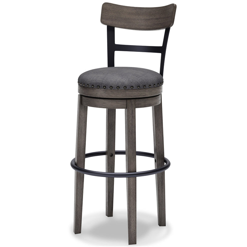 Caitbrook Gray Swivel Bar Height Bar Chair / 1pc