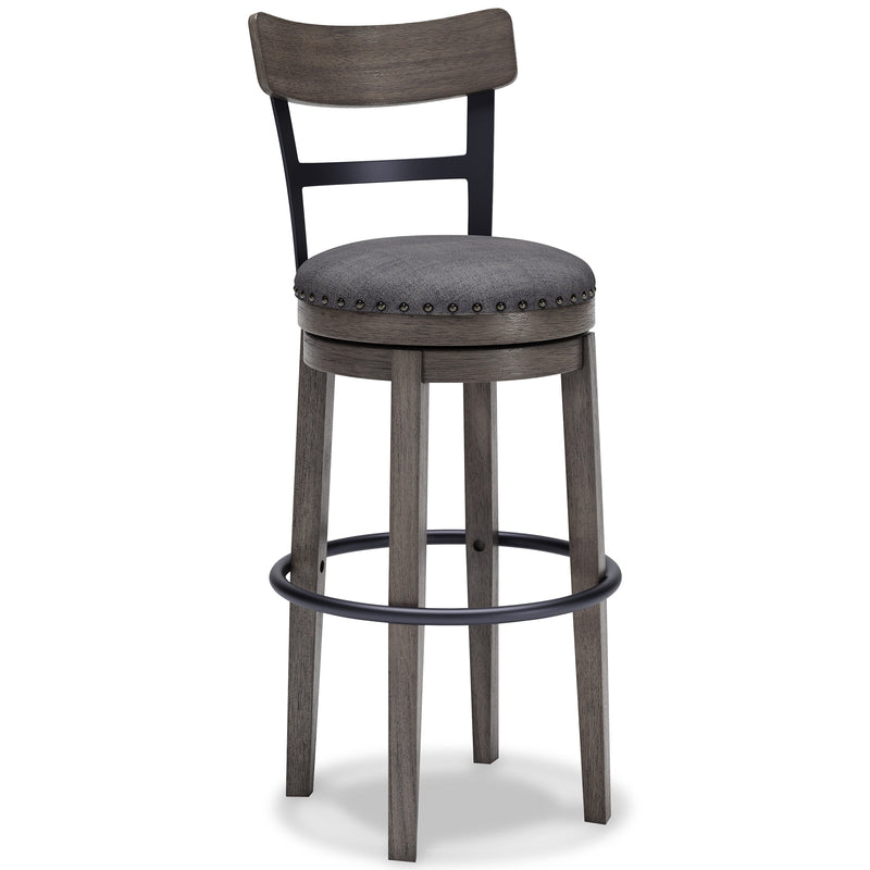 Caitbrook Gray Swivel Bar Height Bar Chair / 1pc