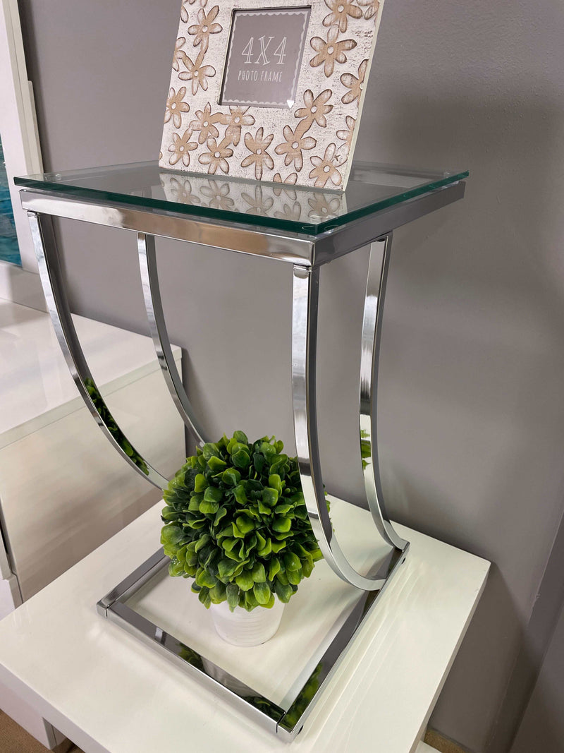 Modme - Chrome & Clear Glass -  End Table - Ornate Home