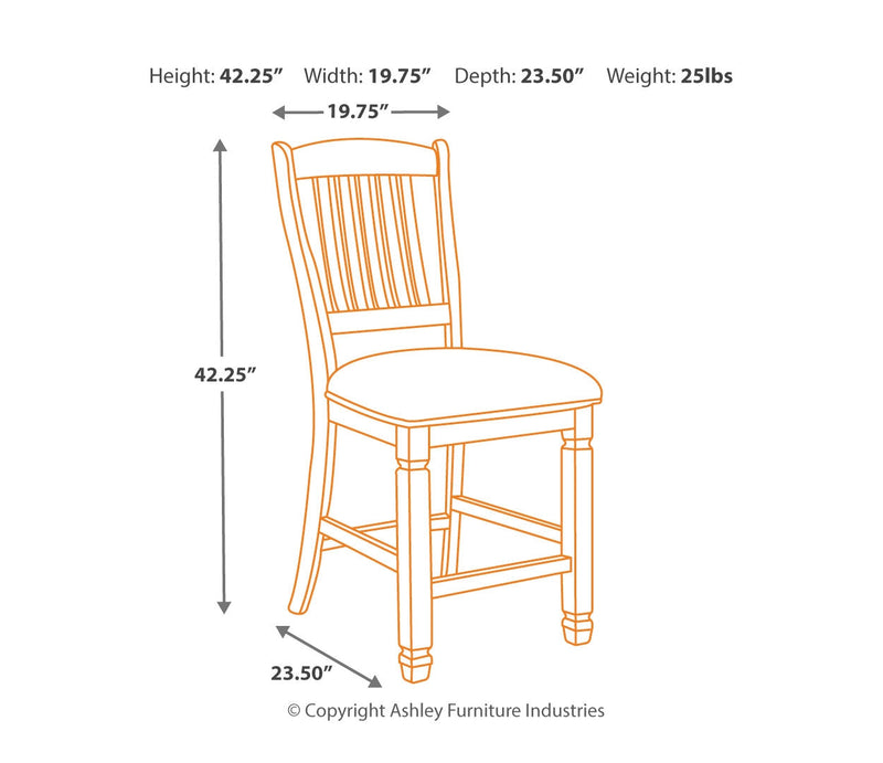 Bolanburg Antique White Bar Height Bar Chair (Set of 2)