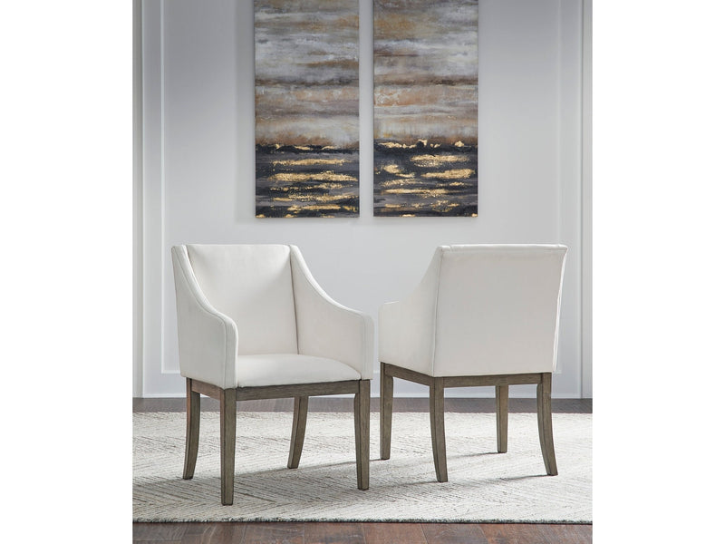 Anibecca Gray & Off White Dining Armchair (Set of 2)