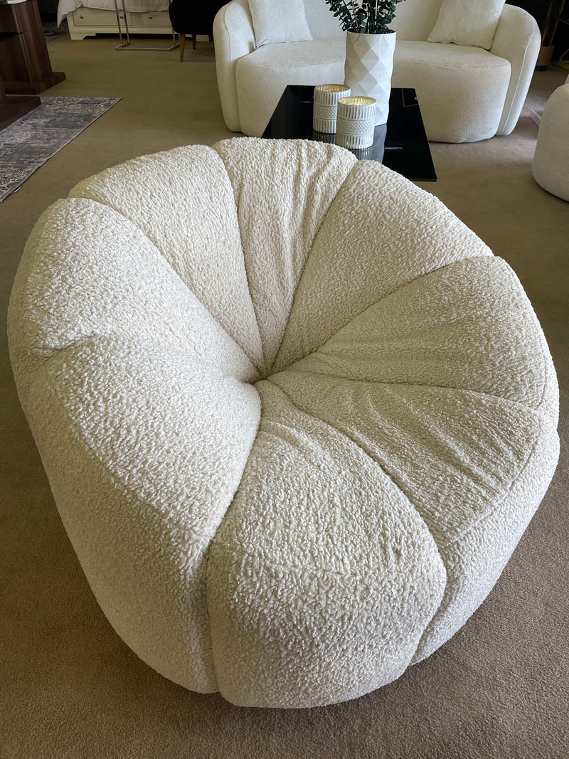 Osmash - White Boucle - Chair - Swivel 360 Degree - Ornate Home