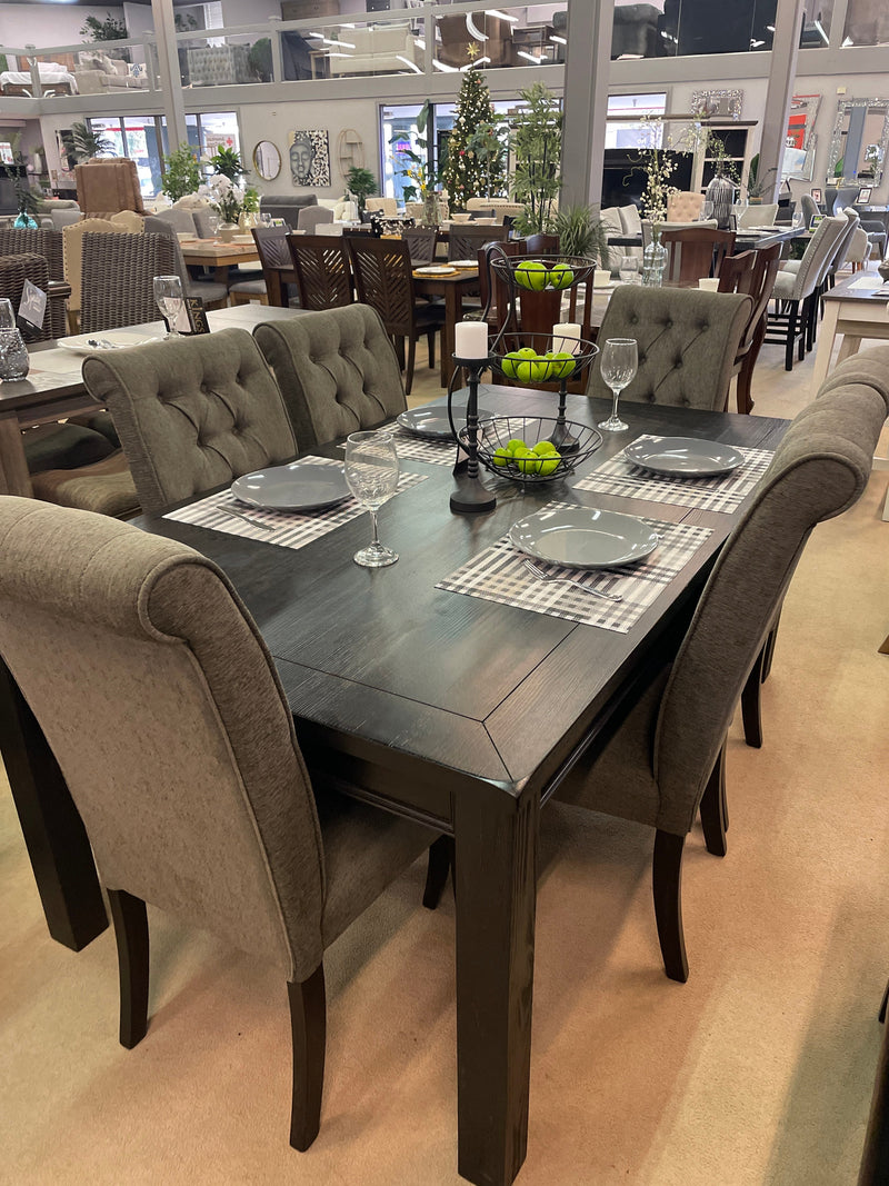 Sania III Black & Gray Dining Room Set / 7pc