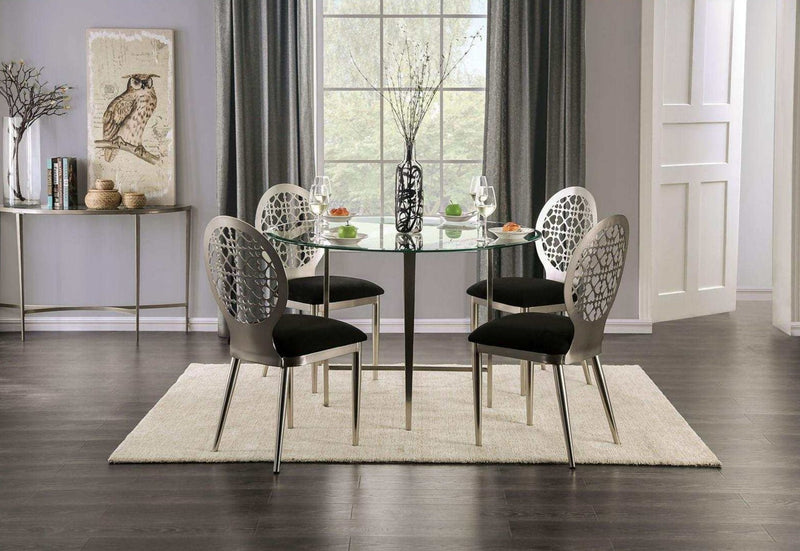 Abner - Silver/Black - Dining Chair  (Set of 2) - Ornate Home