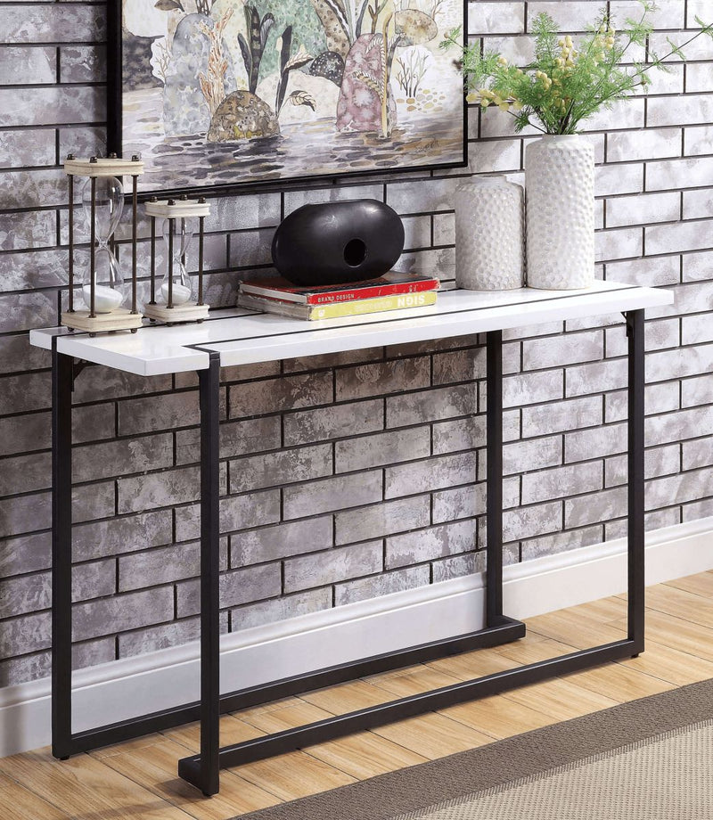 Izar  White/Gun Metal  Sofa Table