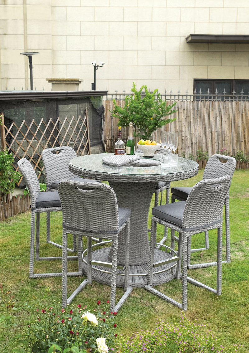 [SUMMER DEALS]🔥 Cyprus Gray Outdoor Bar Set / 7pc