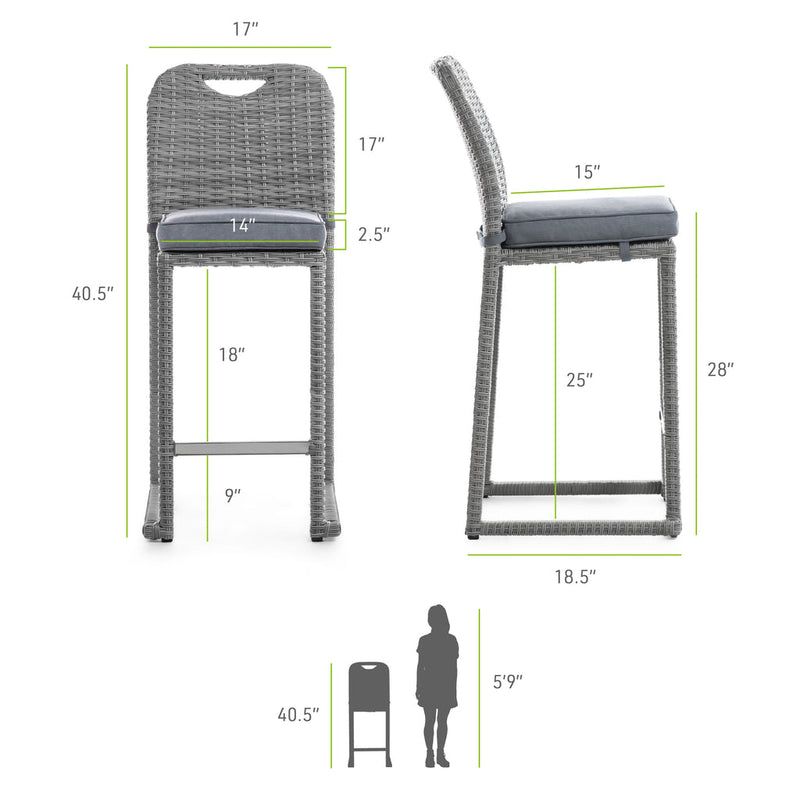 [SUMMER DEALS]🔥 Cyprus Gray Outdoor Bar Set / 7pc