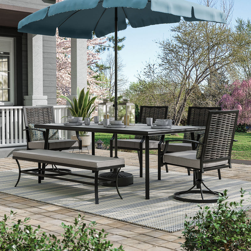 [SUMMER DEALS]🔥 Sintra Black & Gray Outdoor Dining Set / 6pc