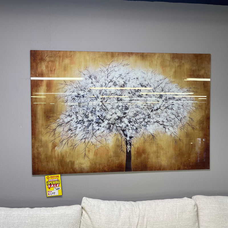 White Tree Tempered Glass w / Foil Wall Art