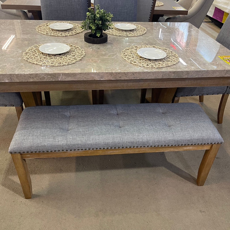 Vesper Brown & Gray Marble Top Rectangular Dining Set