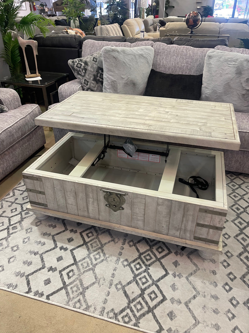 Carynhurst White Wash Gray Lift Top Coffee Table