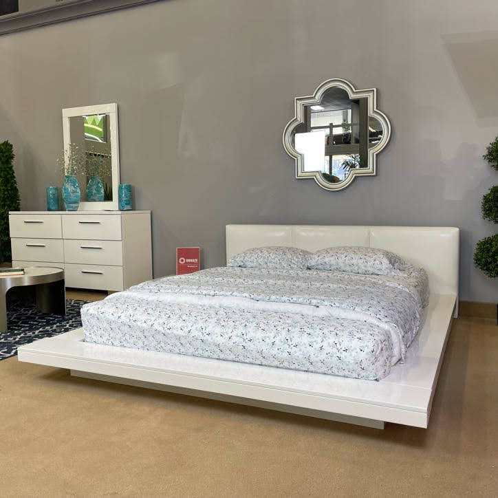 Christie - White High Gloss Lacquer - California King Bed - Ornate Home