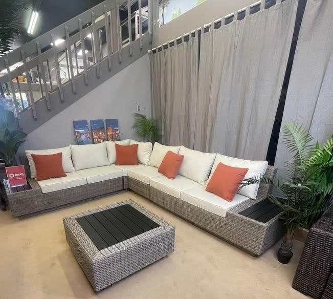 [DECEMBER SPECIAL] Salena - Beige & Gray - Patio Sectional Sofa w/ Cocktail Table - 5pc Set - Ornate Home