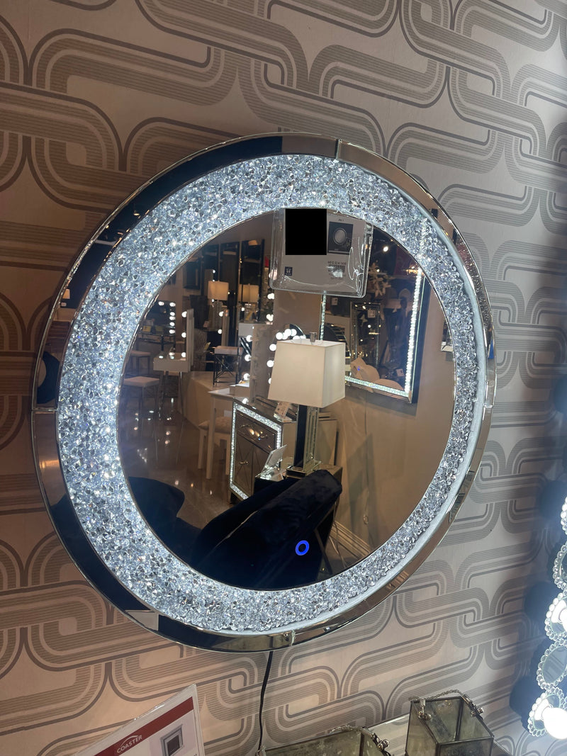 Tayla Silver Round Wall Mirror w/ LED