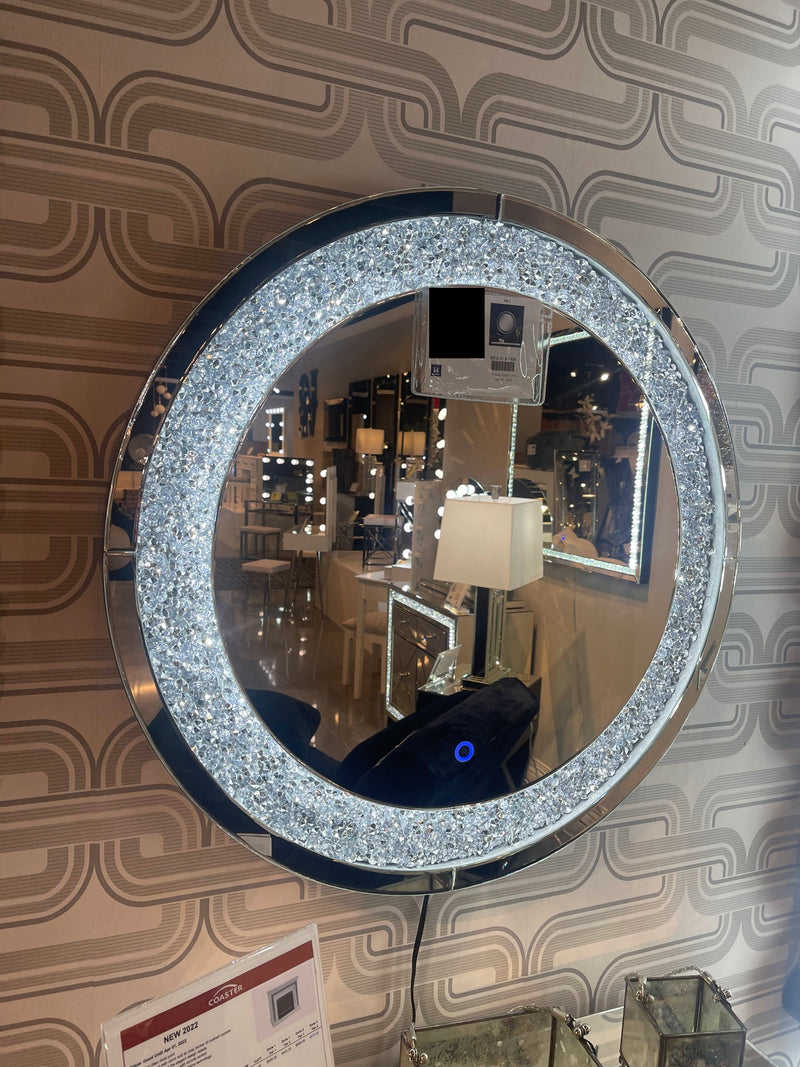 Tayla Silver Round Wall Mirror w/ LED