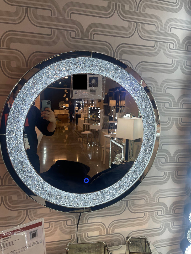 Tayla Silver Round Wall Mirror w/ LED