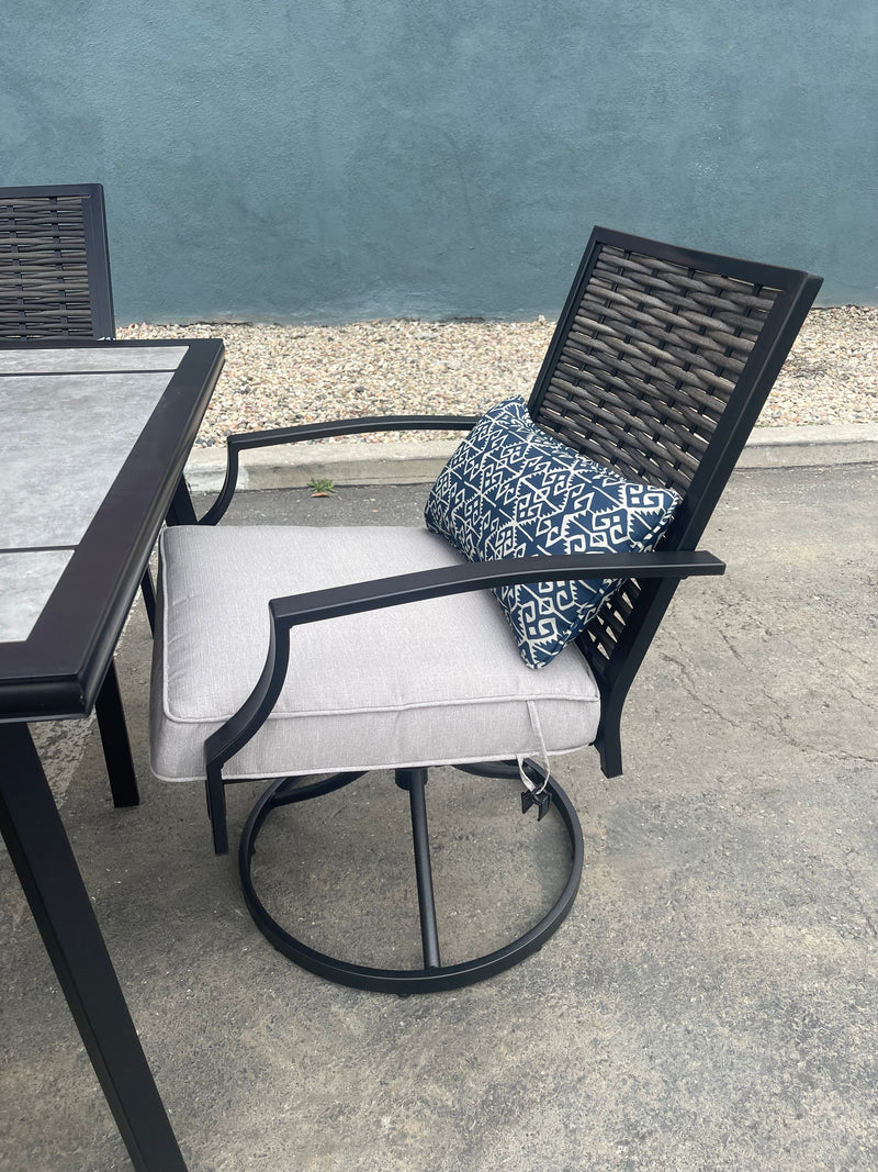 [SUMMER DEALS]🔥 Sintra Black & Gray Outdoor Dining Set / 6pc