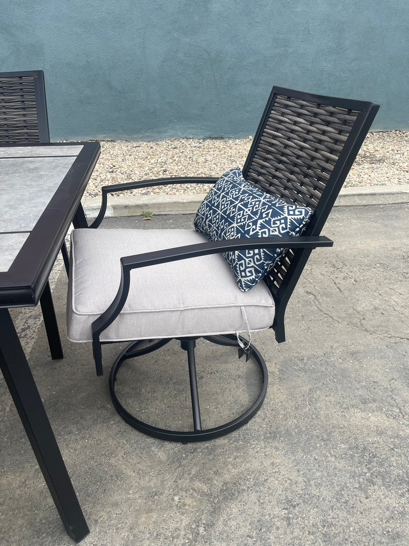 [SUMMER DEALS]🔥 Sintra Black & Gray Outdoor Dining Set / 6pc