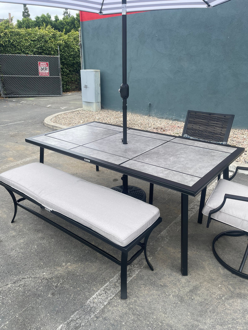 [SUMMER DEALS]🔥 Sintra Black & Gray Outdoor Dining Set / 6pc