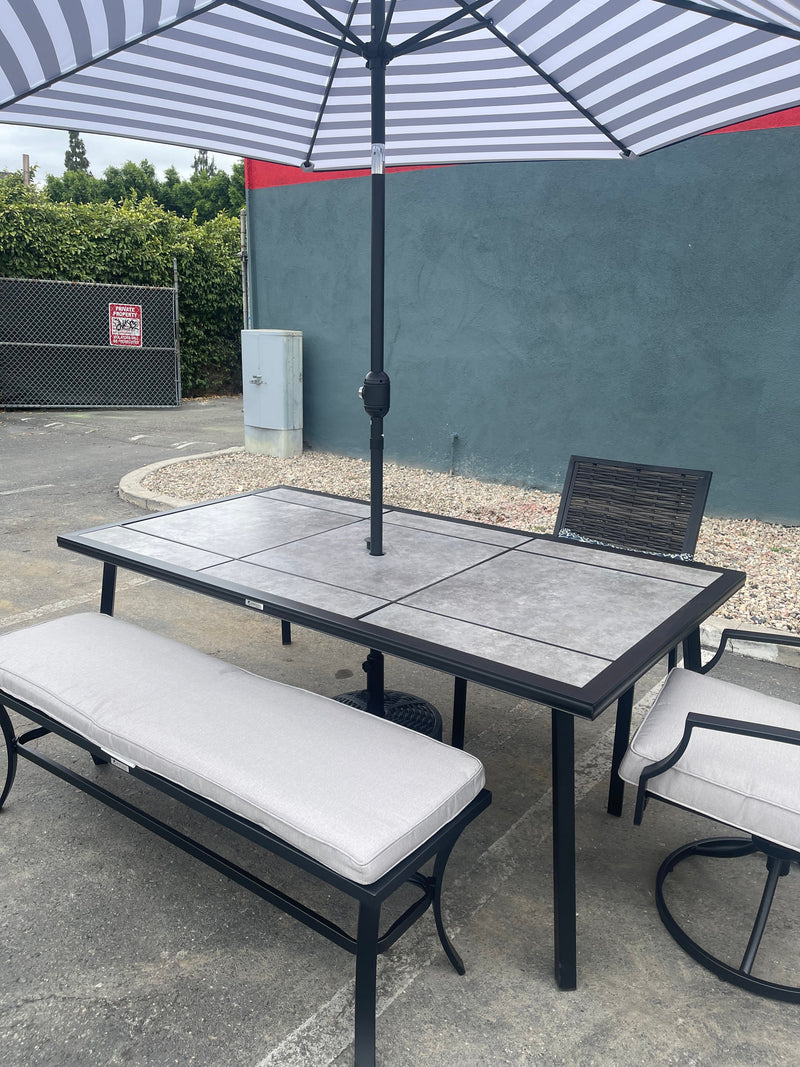 [SUMMER DEALS]🔥 Sintra Black & Gray Outdoor Dining Set / 6pc