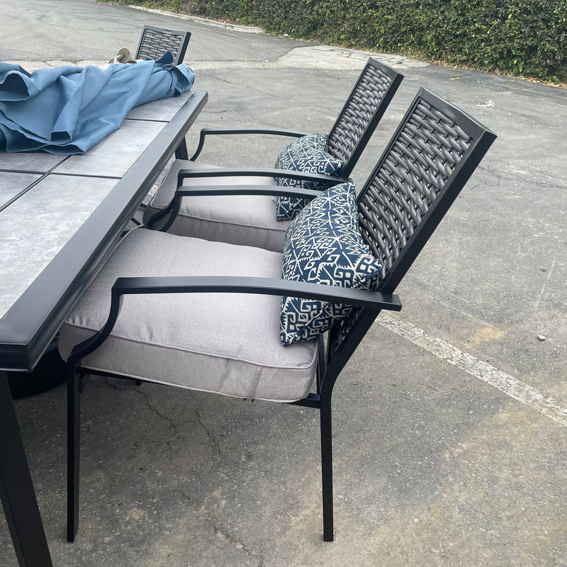 [SUMMER DEALS]🔥 Sintra Black & Gray Outdoor Dining Set / 6pc