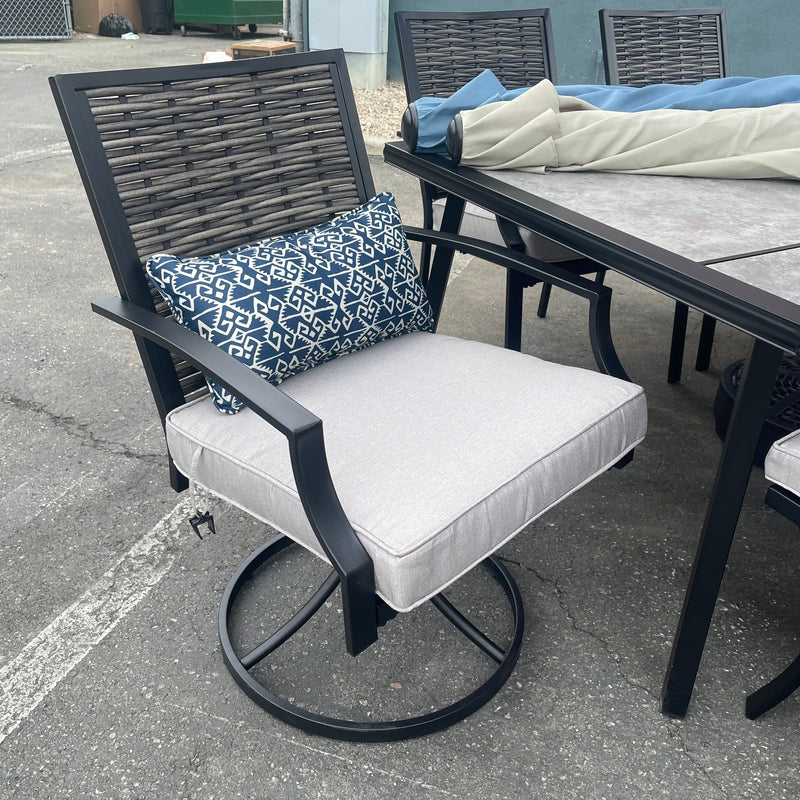 [SUMMER DEALS]🔥 Sintra Black & Gray Outdoor Dining Set / 6pc