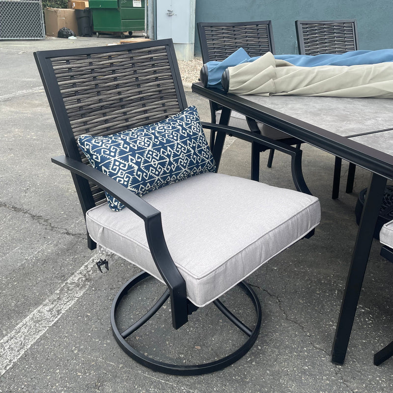 [SUMMER DEALS]🔥 Sintra Black & Gray Outdoor Dining Set / 6pc