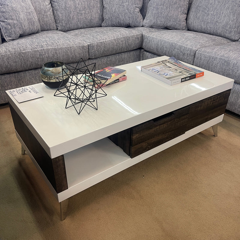 Corinne White & Dark Oak Coffee Table