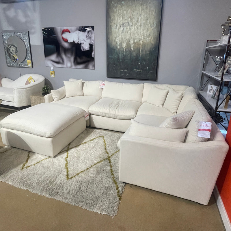 Pluma Ivory Fabric Modular Sectional Pre-Sets