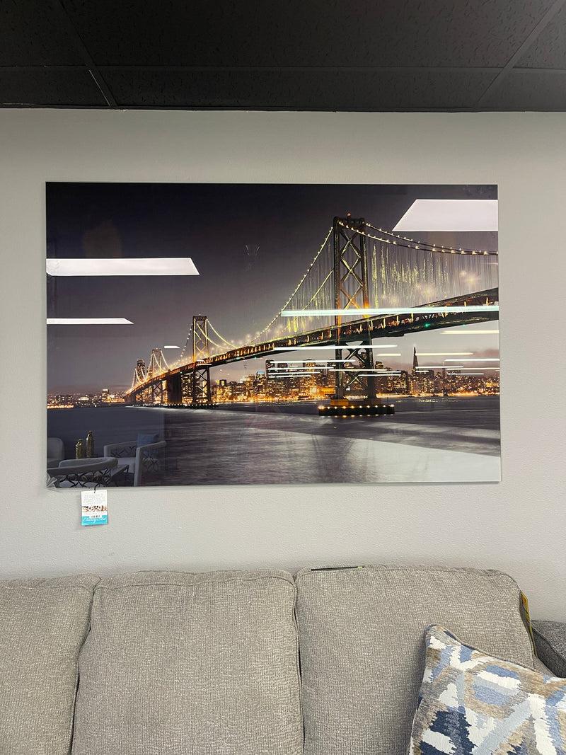 San Francisco Bridge Tempered Glass w / Foil Wall Art