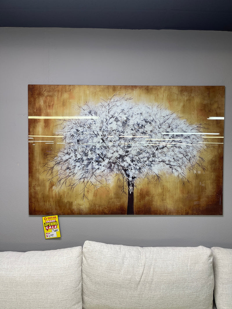 White Tree Tempered Glass w / Foil Wall Art