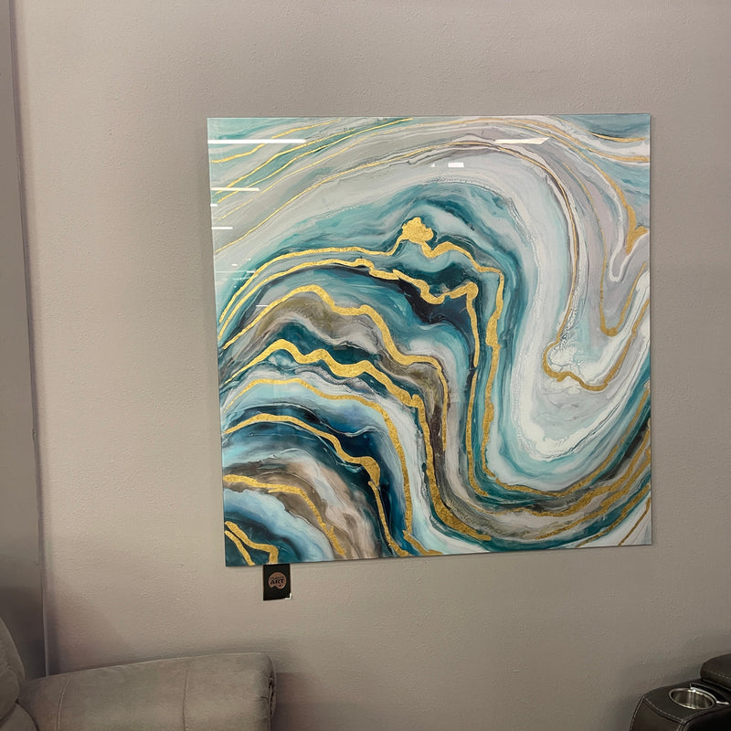 Floating Tempered Glass w / Foil Wall Art