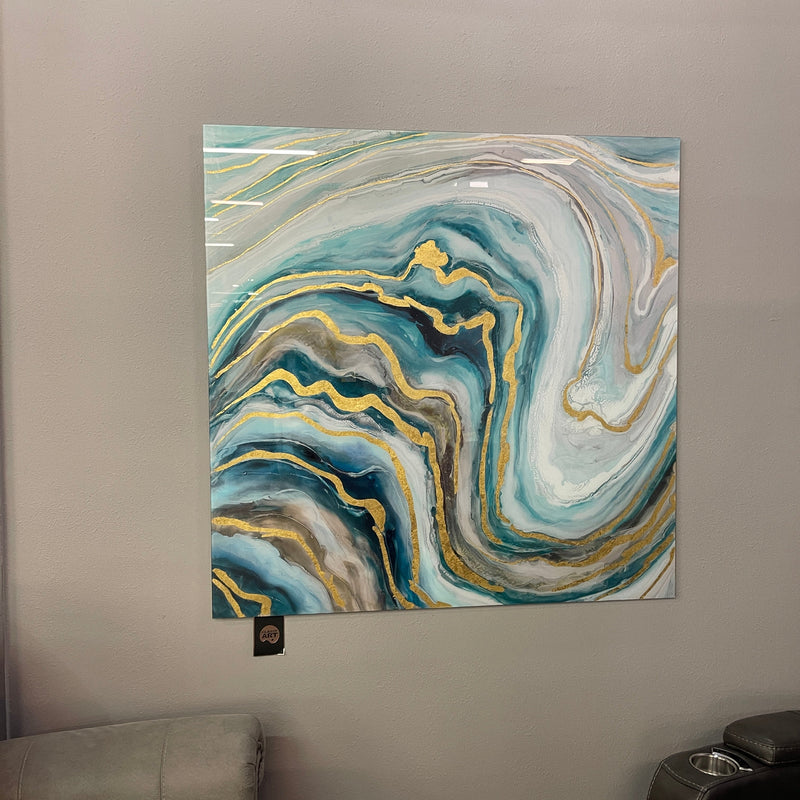 Floating Tempered Glass w / Foil Wall Art