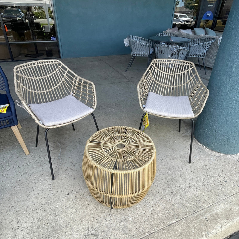 Morro Bay Gray Outdoor Chairs & Accent Table / 3pc