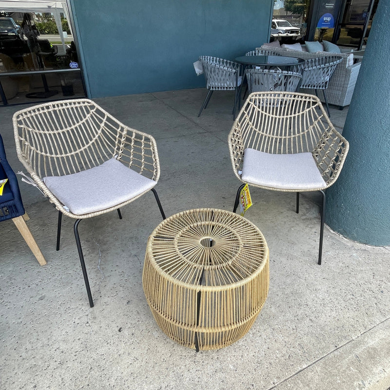 Morro Bay Gray Outdoor Chairs & Accent Table / 3pc