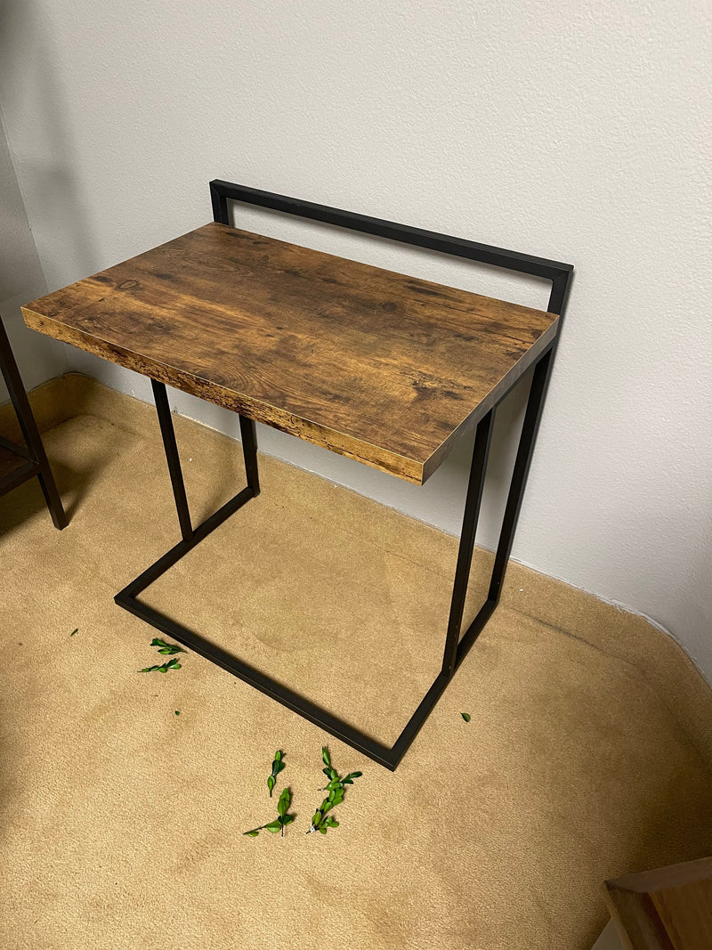 Mugo Antique Nutmeg Snack Table w/ Black Metal Base