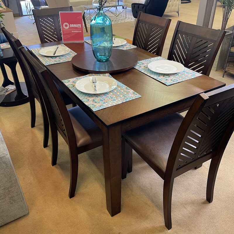 Garnett - Walnut & Brown - 7pc Dining Set - Ornate Home