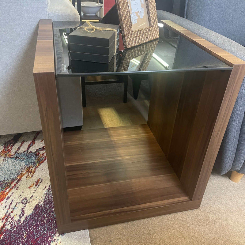 Langenthal - Dark Walnut & Black - Glass Top End Table - Ornate Home