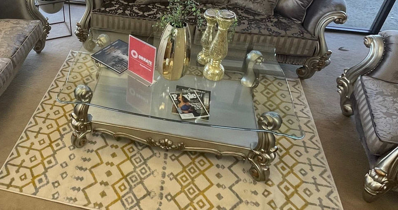 Versailles Antique Platinum & Clear Glass Coffee Table - Ornate Home