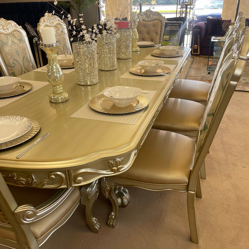 Dresden - Gold Patina & Bone - Dining Table w/ Extensions - Ornate Home