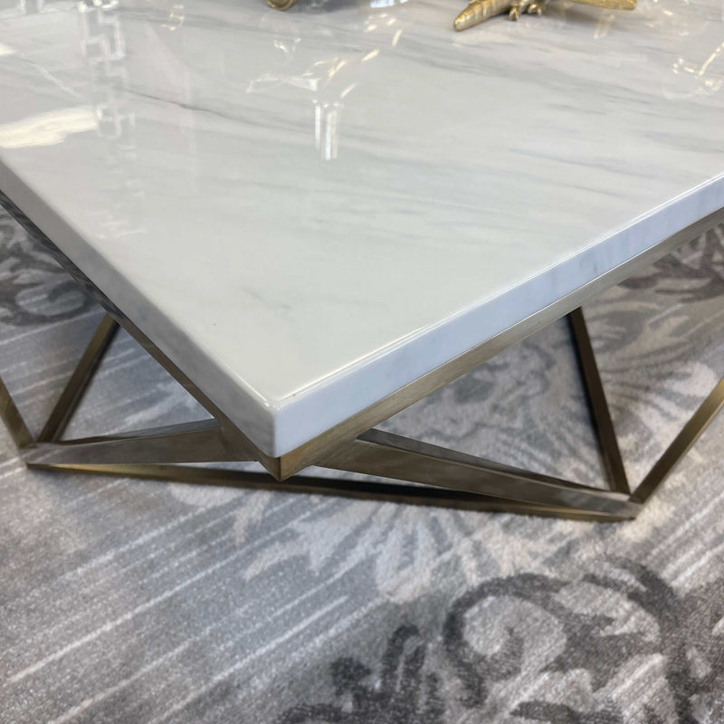 Casidy - White & Gold - Square Coffee Table - Ornate Home