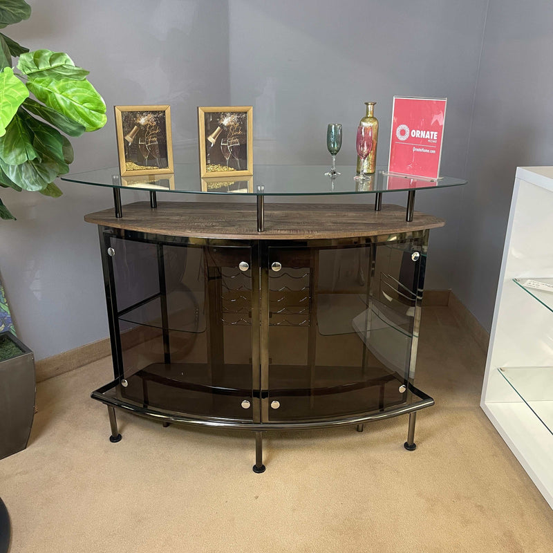 Varo - Brown & Black - Glass Top Bar Unit - Ornate Home