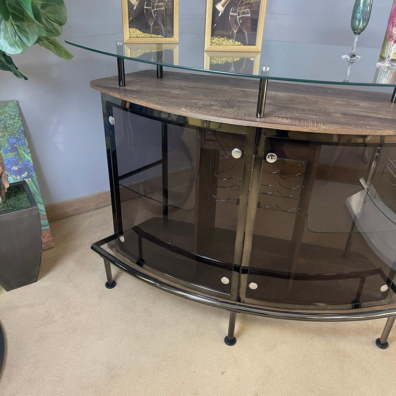 Varo - Brown & Black - Glass Top Bar Unit - Ornate Home