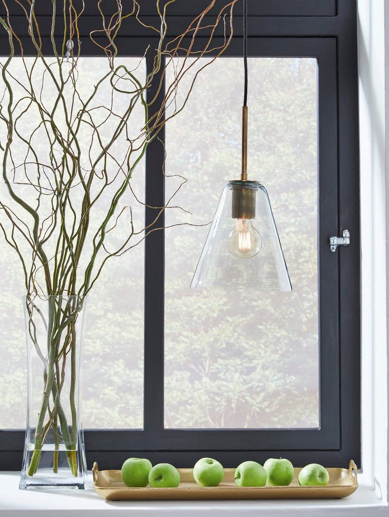 Collbrook Clear & Brass Pendant Light