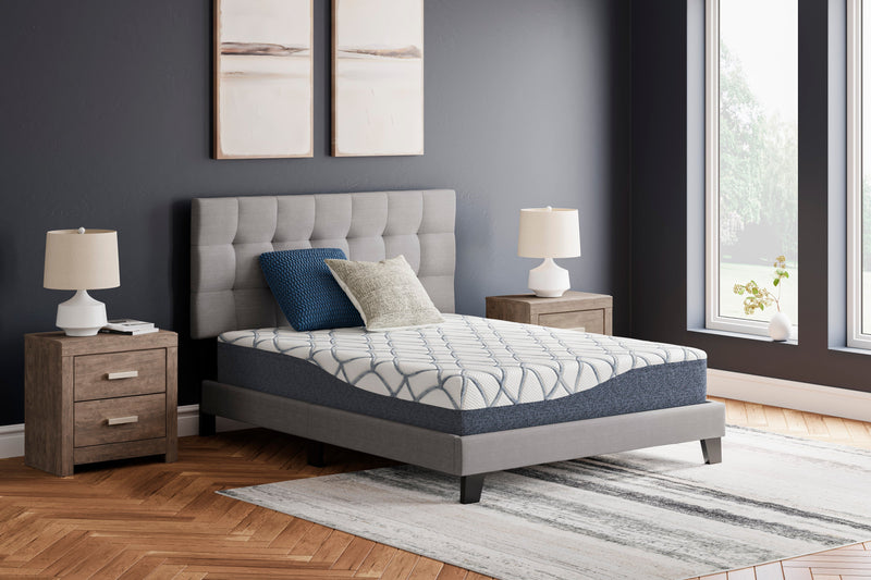 Chime Elite 2.0 White/Blue Memory Foam 10 Inch Mattress / Firm