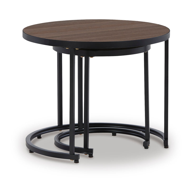 Ayla Brown & Black Outdoor Nesting End Tables (Set of 2)