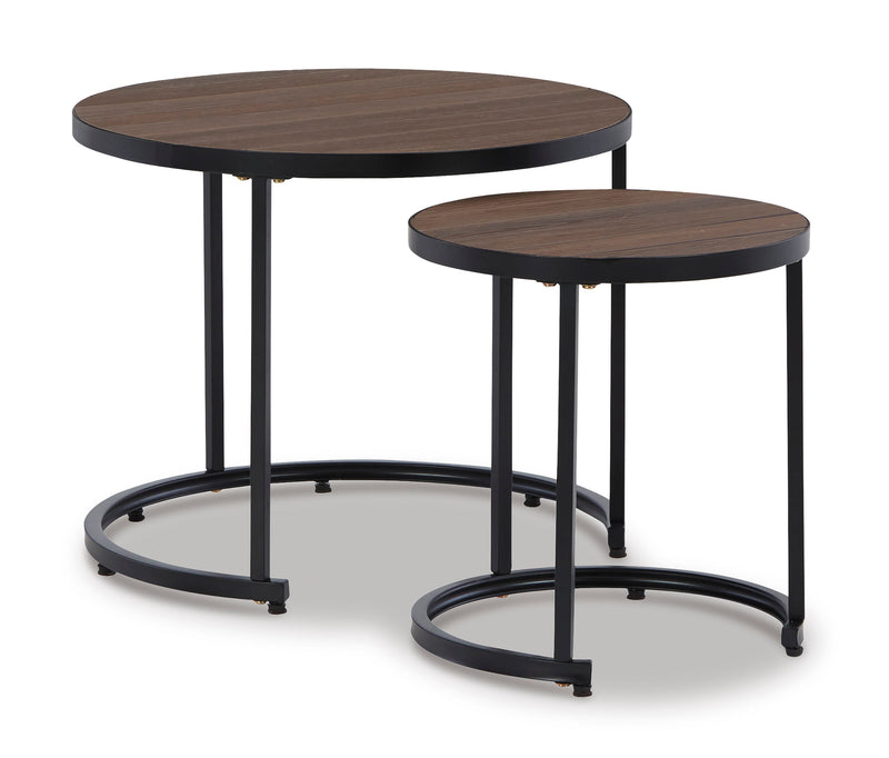 Ayla Brown & Black Outdoor Nesting End Tables (Set of 2)