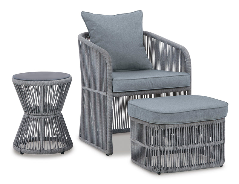 Coast Island Gray Outdoor Chair w/ Ottoman & Side Table